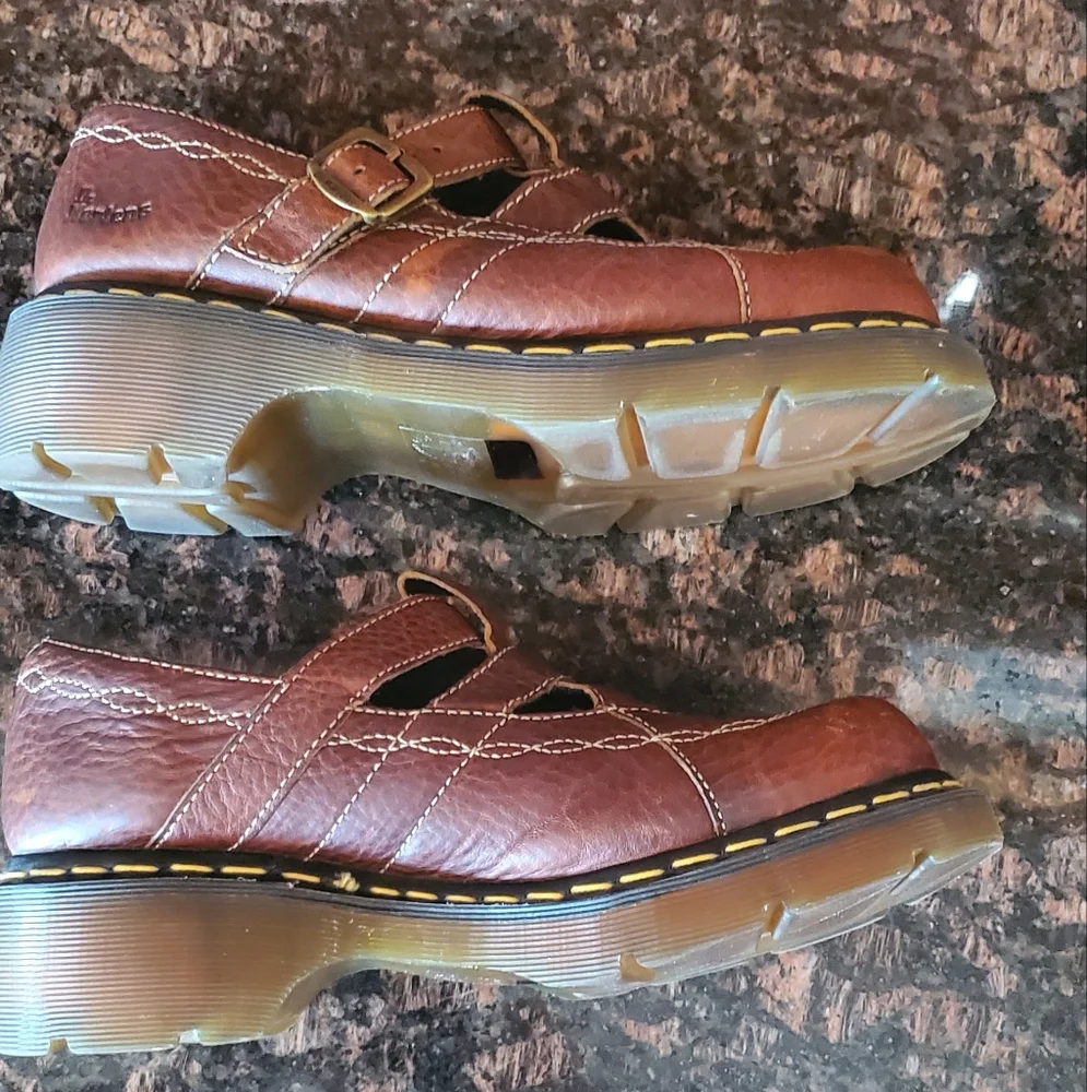 Dr. Martens Brown Leather Mary Jane Shoes - Picture 3 of 11